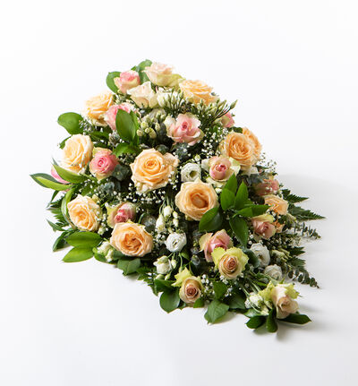 Båredekorasjon i hvitt, rosa og fersken 75 cm Båredekorasjon i hvitt, rosa og fersken 75 cm